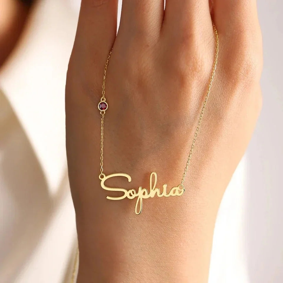 Personalised Gemma Birthstone Name Necklace